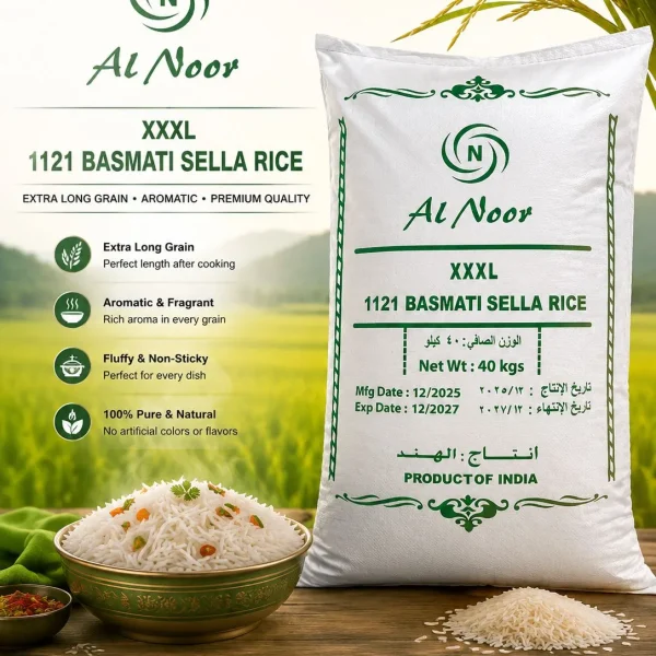 Al Noor BASMATI Sella Rice (40 KG Bag) 🇮🇳 – Authentic Indian Import | Commercial Wholesale Rice UAE