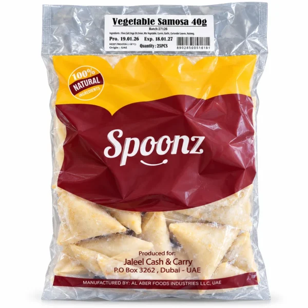 Spoonz Vegetable Samosa Frzn (125 x 50 G (6.25 Kg Total)) - Premium Spoonz Vegetable Samosa Frzn | Quality Grocery Essentials UAE