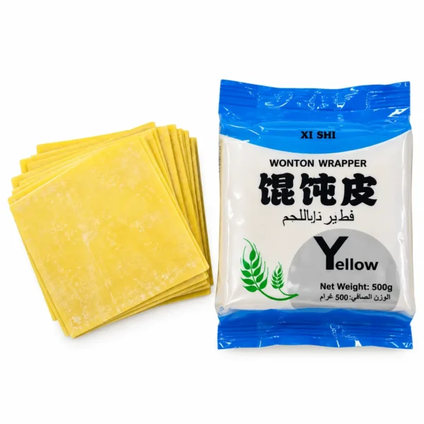 Wonton Skin Square (Yellow) (500g) - Premium Wonton Skin Square (Yellow) | Fresh Wonton Wrappers Dubai